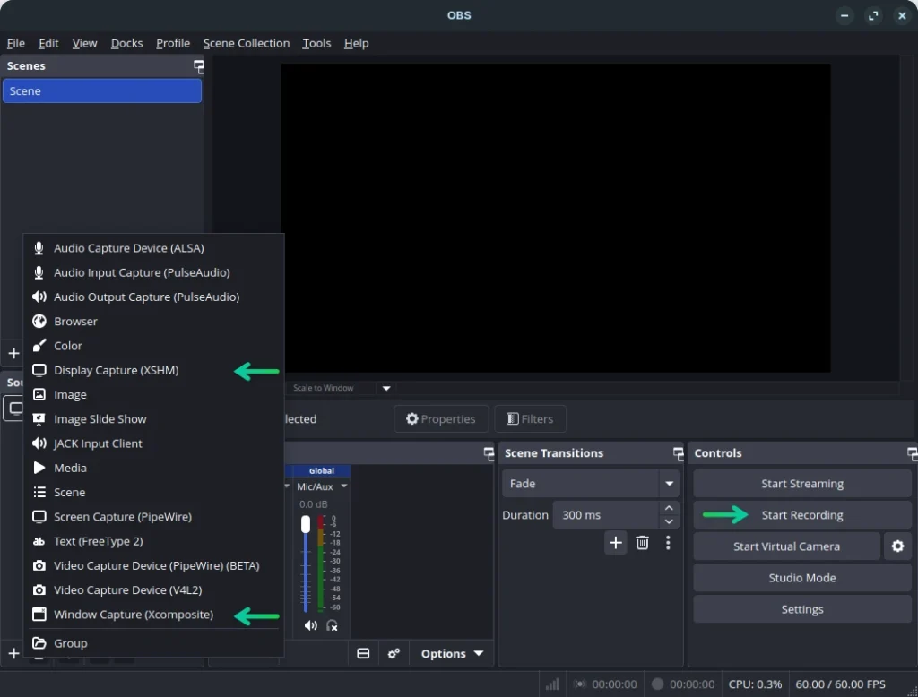 Adding sources in OBS Studio